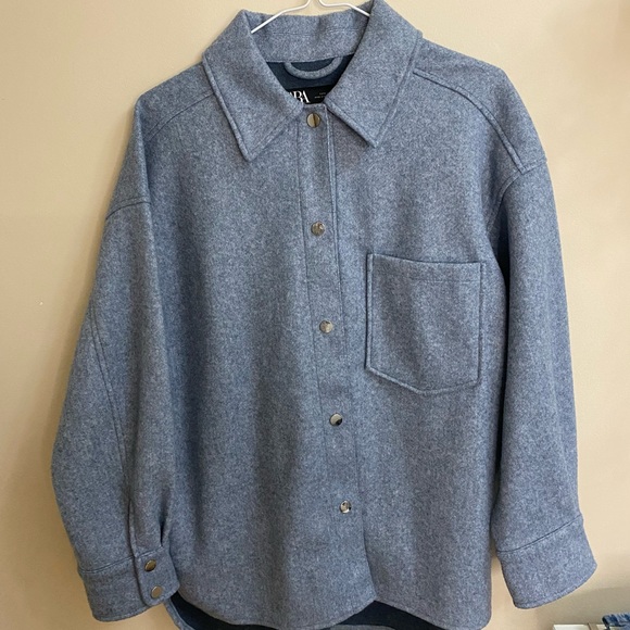 Zara Blue Shacket, Size S, Oversized - Picture 1 of 4